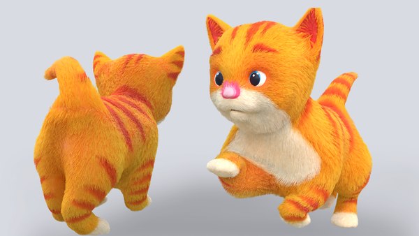 cute hair fur cat 3D model