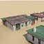 3d tin shack buildings town
