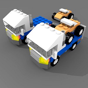 lego flatbed truck 3d model