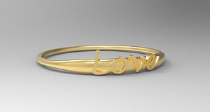 Love Ring with 24k Gold Polished 3D model