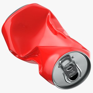 Aluminum Can Red and Blue Dented