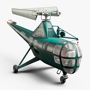 Sikorsky H-5 Navy Helicopter with Folded Blades 3D model