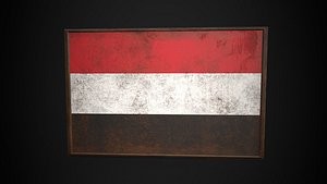 3D Old Picture Frame With yemen  Flag - Game Ready PBR Low-poly 3D Model