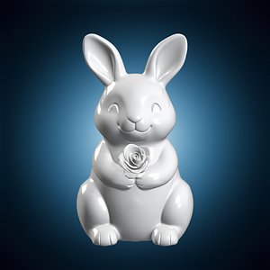 Smiling Bunny Rose Figurine 3D Print Model 3D model