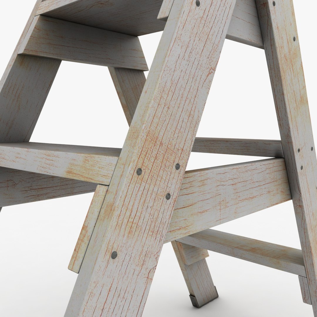 realistic antique ladder 02 3d 3ds