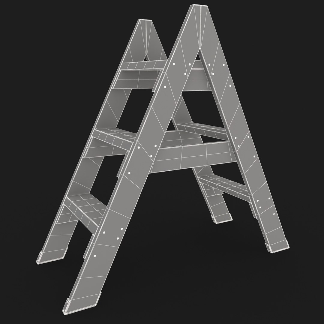 realistic antique ladder 02 3d 3ds