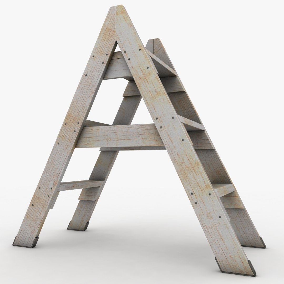 realistic antique ladder 02 3d 3ds