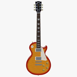 3D Gibson Les Paul Full Cherry Sunburst Finish Electric Guitar model
