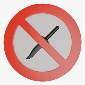 No Knife - Knife prohibition sign weapon ban 3D model