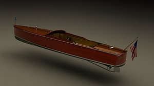 3D gentlemans racer speedboat runabout 1930s model