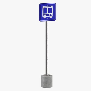 3D model Bus Stop Signs 01 Cylinder Square and U Shape Pole1