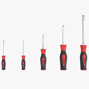 5 pc Flat Tip Instinct Soft Grip Red Screwdriver Set SGDS50BR