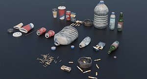 Trash Set PBR Game Ready