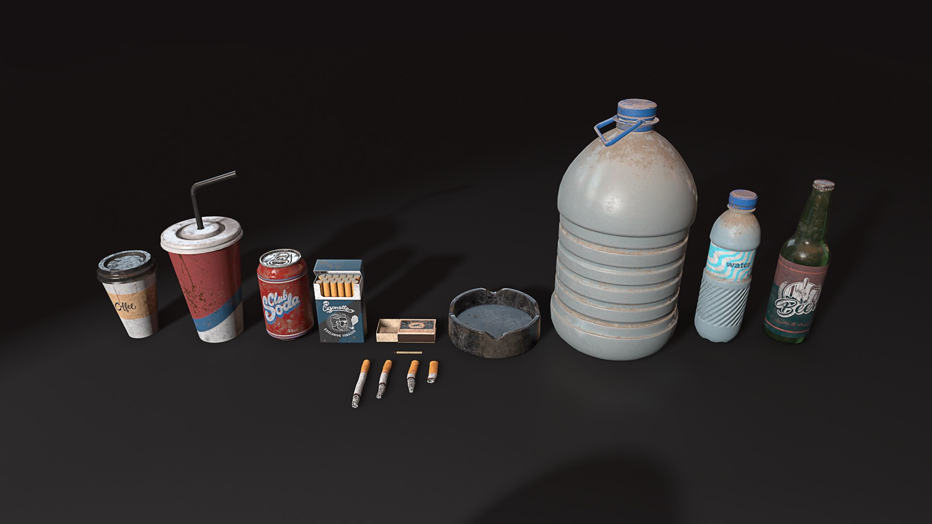 3D model trash set pbr ready - TurboSquid 1694039