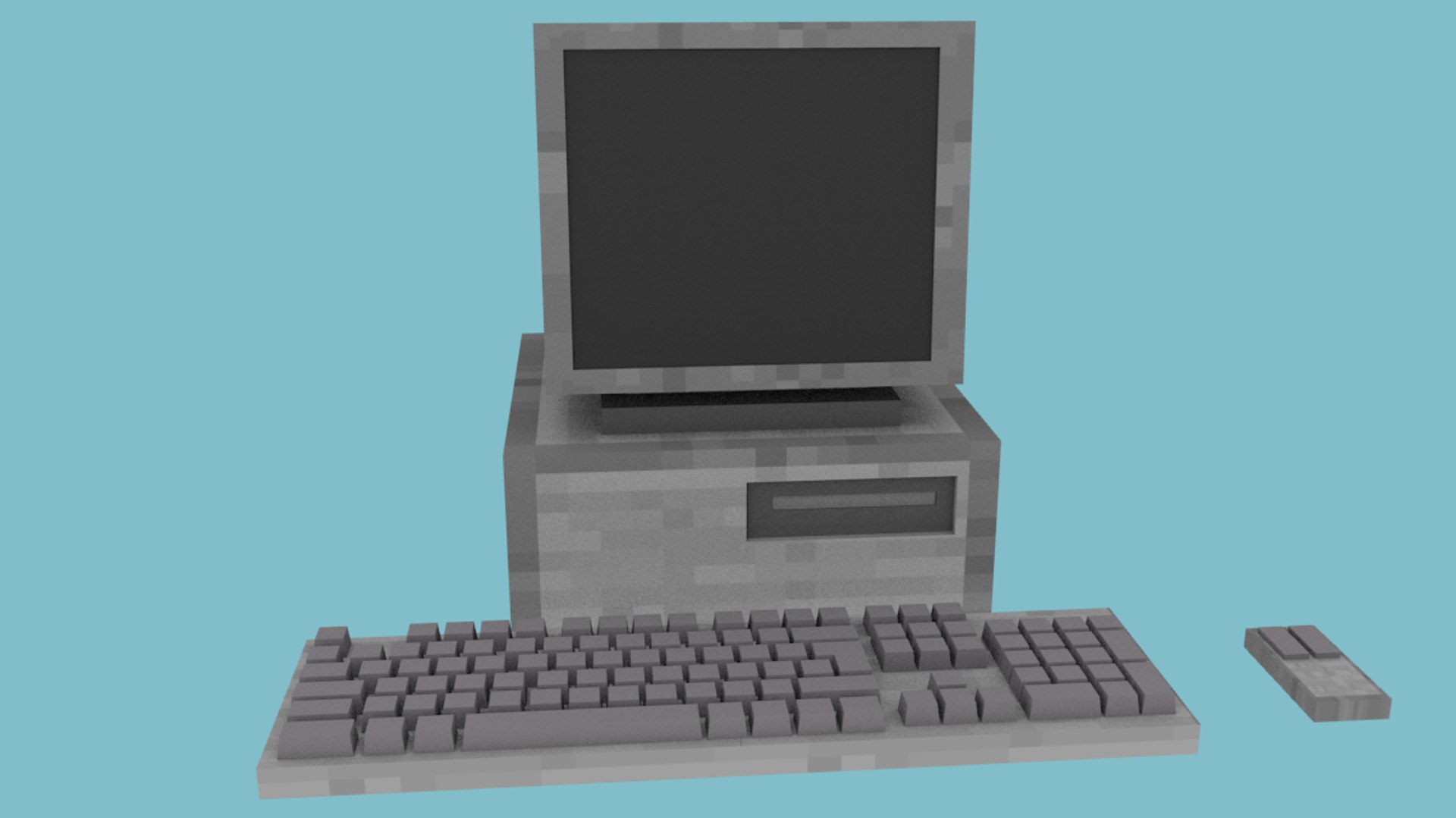 3d Computer Minecraft Model