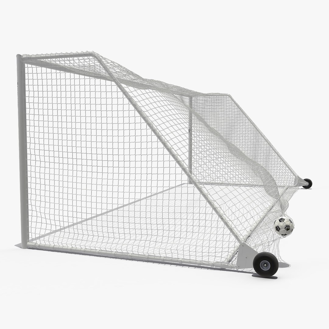 Animated Soccer Ball Hits the Goal Net 3D model preview