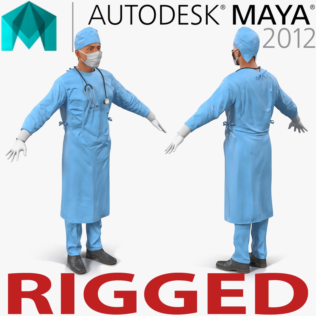 Male Surgeon Mediterranean Rigged for Maya 3D model preview