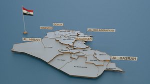 Iraq detailed Map with Animated Flag