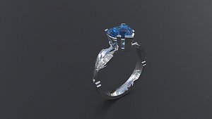 Geometric Swan Heart Engagement Ring model