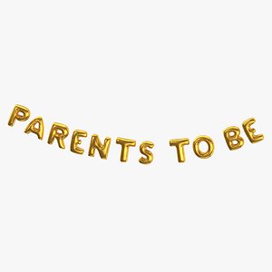 Foil Baloon Words Parents to be Gold 3D model