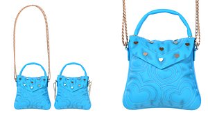 3D model Lovely Heart Embellished Handbag Blue