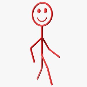 3D Walking Figure Stickman Red