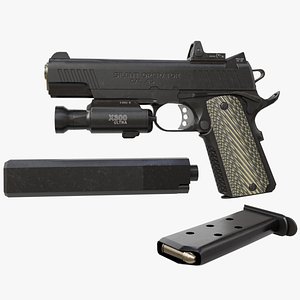 3D Pistol 07 Black Generic All PBR Unity UE Textures Included