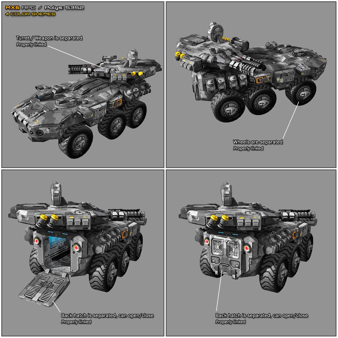 scifi apc 6x6 mx6 3D model https://p.turbosquid.com/ts-thumb/9A/ooy9Ql/1rkof7DL/mx6_04/jpg/1523045102/1920x1080/fit_q87/e014ec0e8769ce97340aff492e80227510cc1101/mx6_04.jpg
