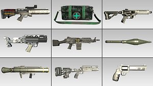 3D Low Poly Military Weapons Pack  Game Ready Models model