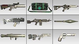 3D Low Poly Military Weapons Pack Game Ready Models