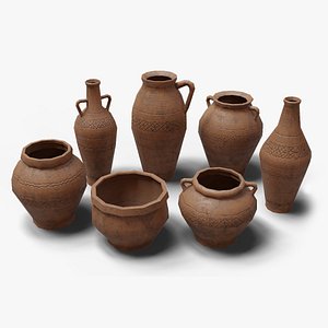3D model Old Clay Pottery Low-poly
