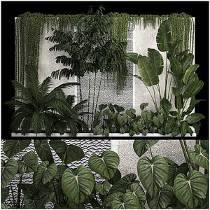 Garden And Tropical Flowerbed With Hanging Plants 1125 model