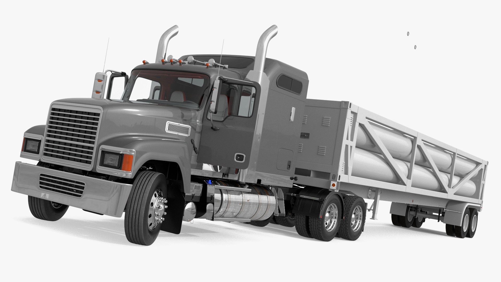 Freight Truck with LNG Semi Trailer Gas Tank Rigged