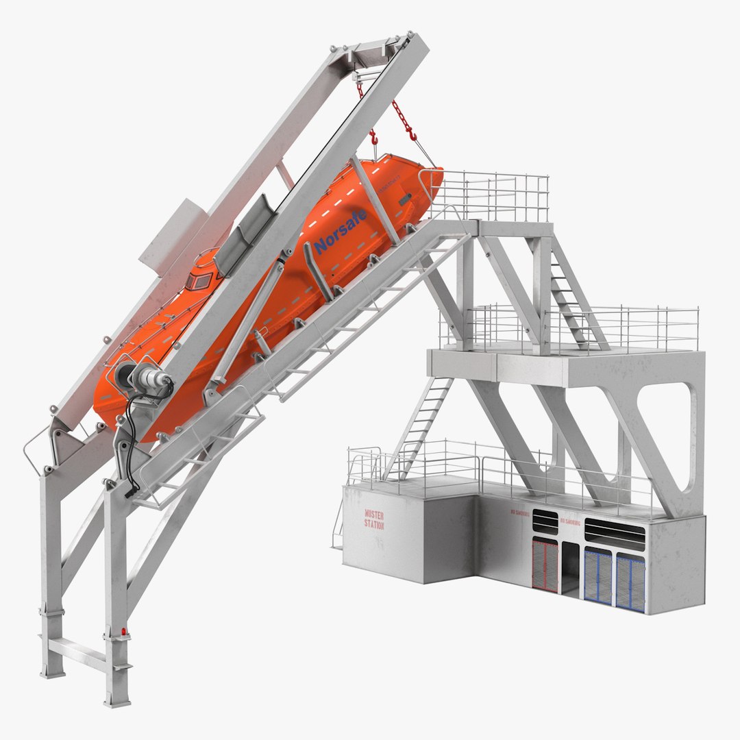 Freefall Lifeboat Launching Mechanism 3D model preview