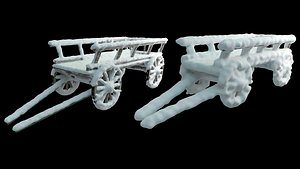 3D wooden carts covered snow model