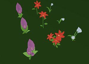 3D nature flower flora