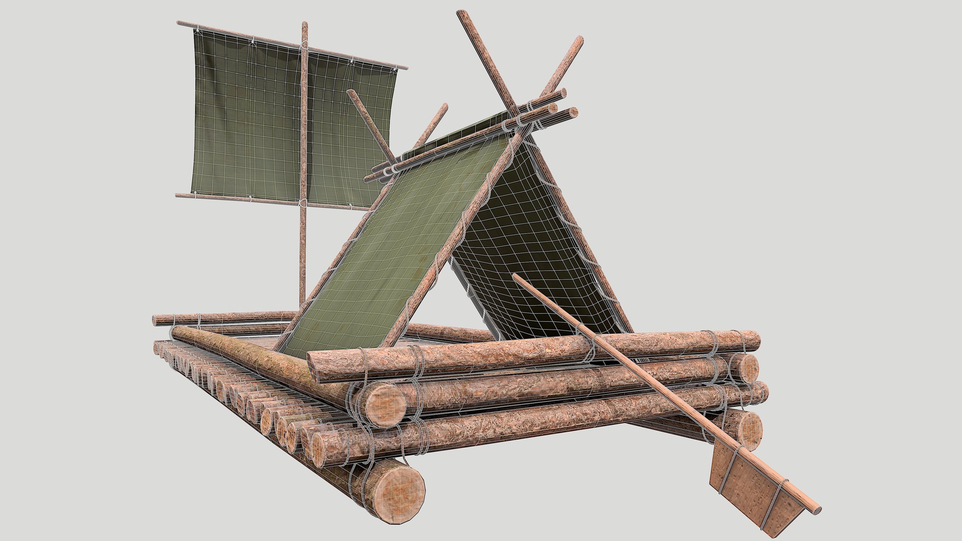 Wooden Raft V1 With PBR 4K 8K 3D Model - TurboSquid 1729345