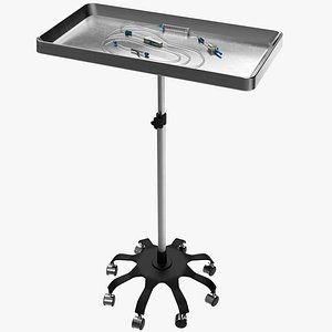 Medical Adjustable Tray Table with Burette Infusion Set