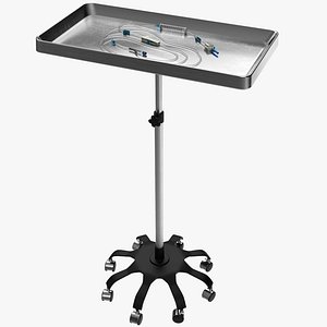 Medical Adjustable Tray Table with Burette Infusion Set
