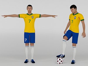 3D Brazil Football Player model