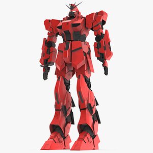 Giant Red Combat Sci-Fi Robot 3D