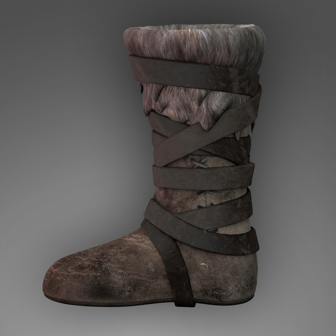 3d Fur Boot Medieval Model