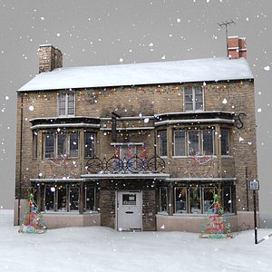 3d winter house real-time 2 model