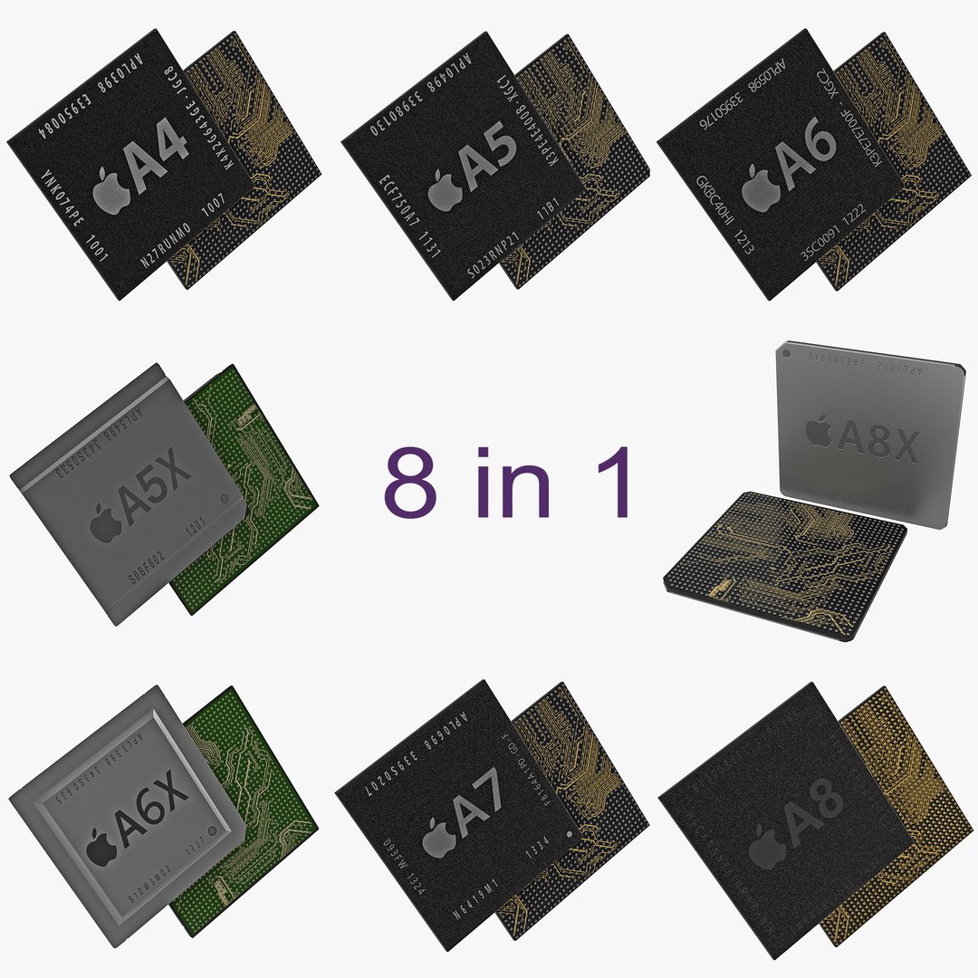 Apple Mobile Chips 3D Models Collection 3D model preview