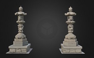 3D 4k lantern stone buddhist
