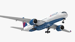 3D Airbus A350-900 Delta Airlines