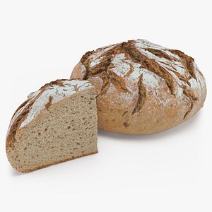 Rye Bread and Quarter 3D model