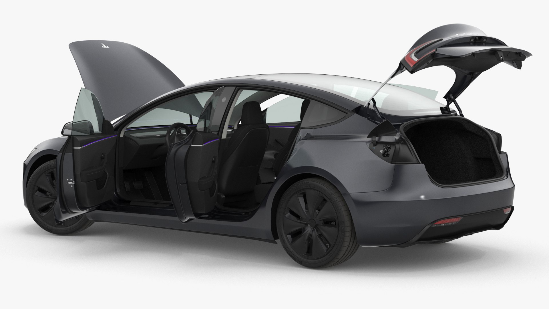Tesla Model 3 2024 Stealth Grey Rigged for Cinema 4D 3D model preview