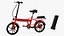 Foldable E-Bicycle Red Rigged for Cinema 4D
