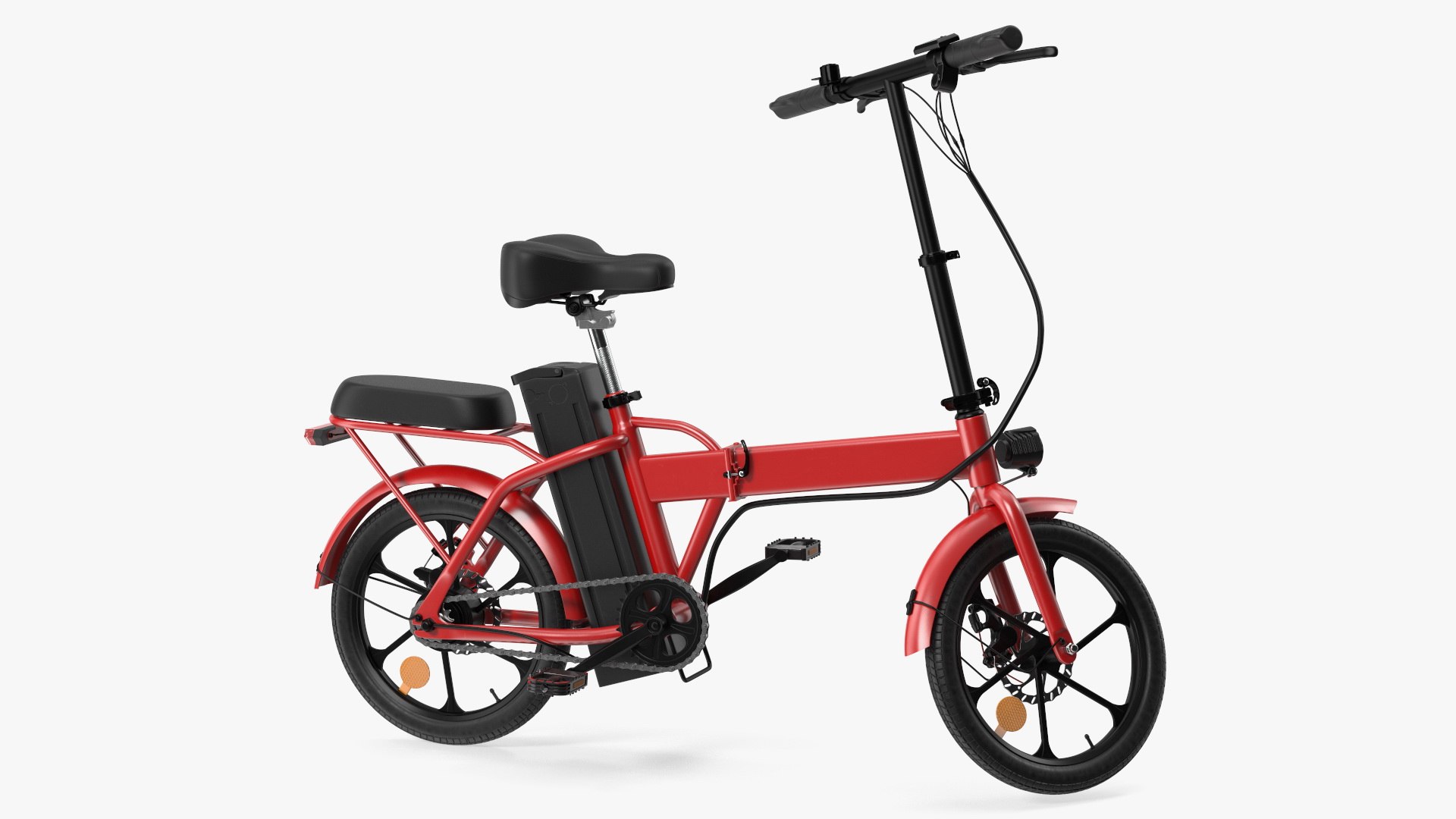 Foldable E-Bicycle Red Rigged for Cinema 4D 3D model preview